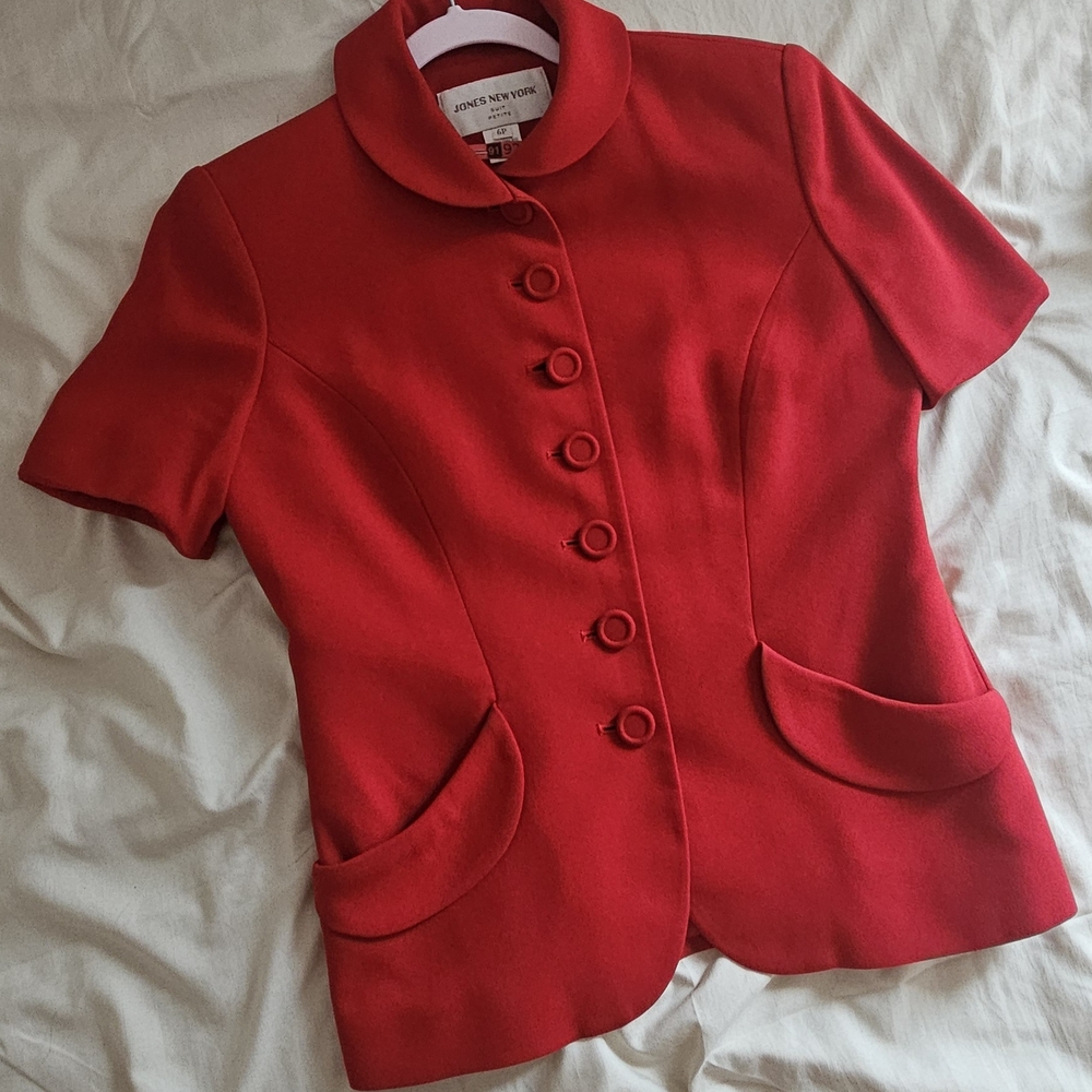 Vintage Jones New York Vibrant Red Short Sleeve Blazer